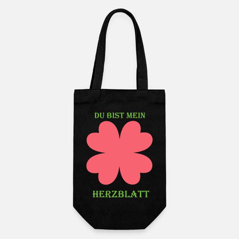 Herzblatt - Geschenkbeutel für Flaschen - Schwarz