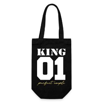 King and Queen King couple white and gold - Gift Bag for Bottles - black - Front