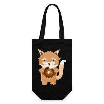 Petit renard avec délicieux beignet au chocolat - Sac à bouteille - noir - Devant