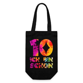 ICH BIN SCHON 10 EINHORN 10. GEBURTSTAG - Geschenkbeutel für Flaschen - Schwarz - Vorne