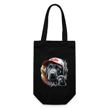 Chien portrait casquette et plumes - Sac à bouteille - noir - Devant
