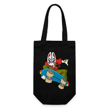 Strange fox on skateboarding - Gift Bag for Bottles - black - Front