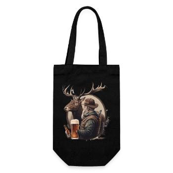 Un chasseur boit de la bière - Sac à bouteille - noir - Devant