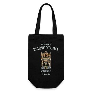 Schwerin, Wasserturm Neumühle auf dem Weinberg - Geschenkbeutel für Flaschen - Schwarz - Vorne