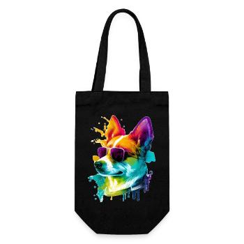 Colorful cool corgi dog with sunglasses - Gift Bag for Bottles - black - Front