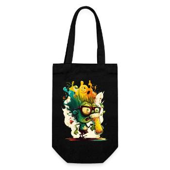 Drôle de petit nerd de bière verte - Sac à bouteille - noir - Devant