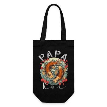 Papa Koi Japanischer Vatertag - Geschenkbeutel für Flaschen - Schwarz - Vorne