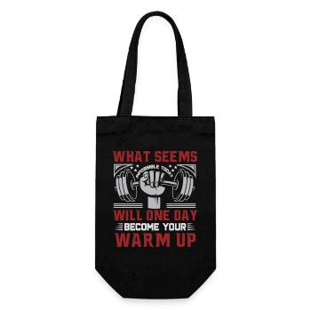 Workout Quote Warm Up Gym Design - Geschenkbeutel für Flaschen - Schwarz - Vorne