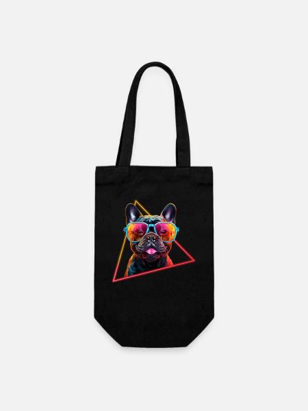 Bouledogue français avec lunettes de soleil - Sac à bouteille - noir