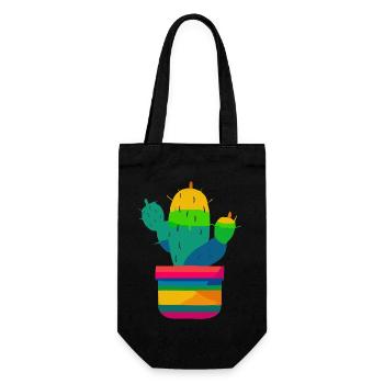 Mexikanischer farbiger Kaktus - Geschenkbeutel für Flaschen - Schwarz - Vorne