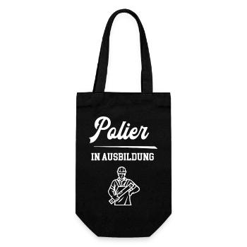 Polier in Ausbildung Polierausbildung Bauleiter - Geschenkbeutel für Flaschen - Schwarz - Vorne
