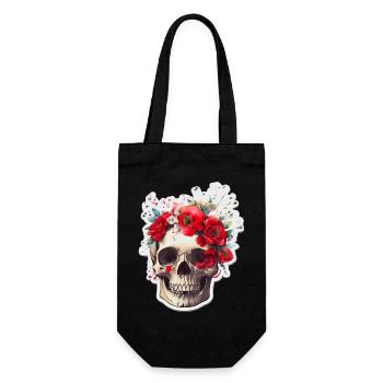 Crâne à fleurs rouges - Sac à bouteille - noir - Devant