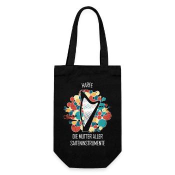 Harfe Geschenk Musikinstrument Musiker Zupfen - Geschenkbeutel für Flaschen - Schwarz - Vorne