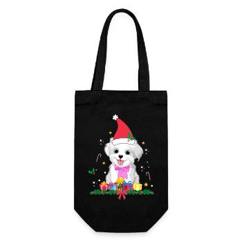 Hund Weihnachten. Weihnachtsgeschenk - Geschenkbeutel für Flaschen - Schwarz - Vorne
