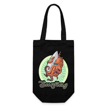 surfboard octopus surfing ocean summer vacation - Gift Bag for Bottles - black - Front