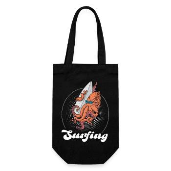 Surfboard Octopus Surfing Ocean Summer Vacation - Gift Bag for Bottles - black - Front