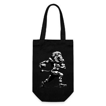 Löwe spielt American Football - Geschenkbeutel für Flaschen - Schwarz - Vorne
