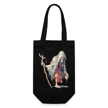 Creepy Forest Mage – Dark Fantasy Wizard - Gift Bag for Bottles - black - Front