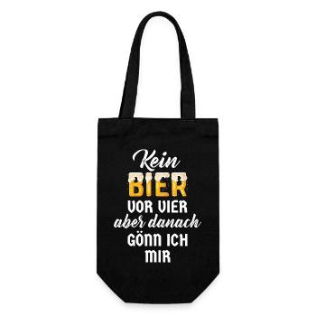 Bier lustige Sprüche Biertrinker Bierliebhaber - Geschenkbeutel für Flaschen - Schwarz - Vorne