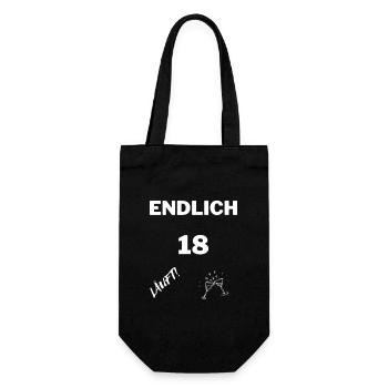 Endlich 18 LÄUFT! - Geschenkbeutel für Flaschen - Schwarz - Vorne