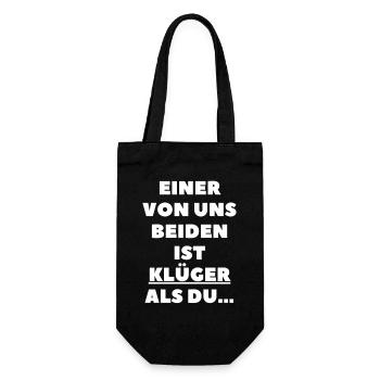 Einer von uns beiden ist klüger als du - Geschenkbeutel für Flaschen - Schwarz - Vorne