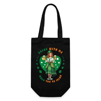 Trink mit mir wenn du Irish bist - Geschenkbeutel für Flaschen - Schwarz - Vorne
