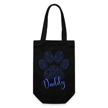 Pfotenabdruck - Dog Daddy - Geschenkbeutel für Flaschen - Schwarz - Vorne