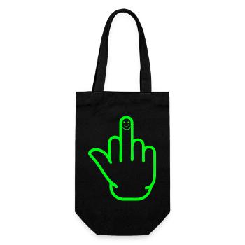 Doigt d’honneur heureux - Sac à bouteille - noir - Devant