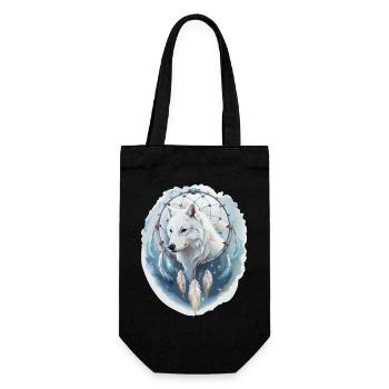 Wolf im Traumfänger - Mystisches Design. - Geschenkbeutel für Flaschen - Schwarz - Vorne