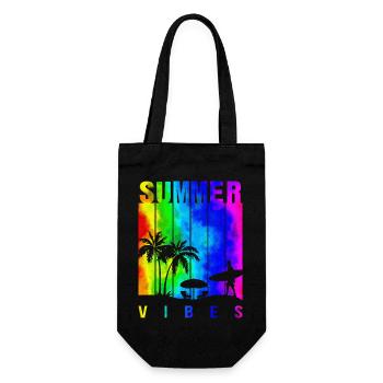 Sommer Illustration Sommer Blumenkunst Blume Meer - Geschenkbeutel für Flaschen - Schwarz - Vorne