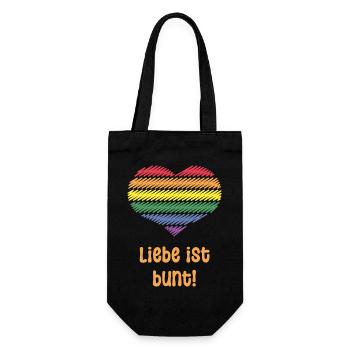 Liebe Ist Bunt! (Herz / Pride / LGBTQIA+) - Geschenkbeutel für Flaschen - Schwarz - Vorne