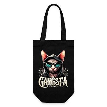 Sphynx Katze cool Gangsta Gangster Geschenk - Geschenkbeutel für Flaschen - Schwarz - Vorne