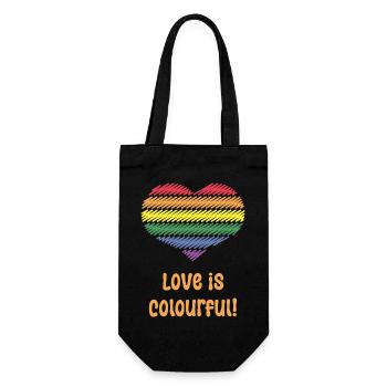 Love Is Colourful! (Heart / Pride / LGBTQIA+) - Gift Bag for Bottles - black - Front