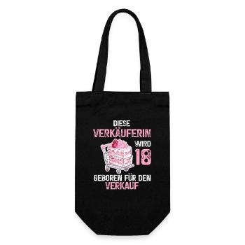 Verkäuferin 18 Geburtstag Verkauf 18 Jahre Spruch - Geschenkbeutel für Flaschen - Schwarz - Vorne