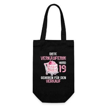19 Geburtstag Verkäuferin Verkauf 19 Jahre Spruch - Geschenkbeutel für Flaschen - Schwarz - Vorne