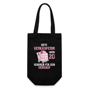 Verkäuferin 20 Geburtstag Beruf Verkauf Spruch - Geschenkbeutel für Flaschen - Schwarz - Vorne