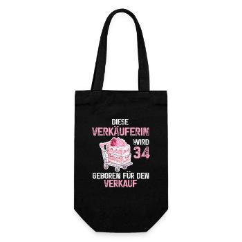 Verkäuferin 34 Geburtstag Verkauf Beruf 34 Jahre - Geschenkbeutel für Flaschen - Schwarz - Vorne