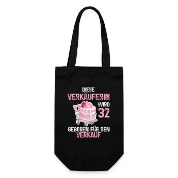 32 Geburtstag Verkäuferin Verkauf 32 Jahre Spruch - Geschenkbeutel für Flaschen - Schwarz - Vorne