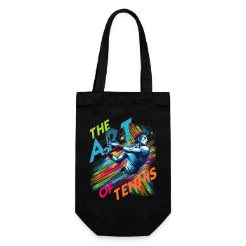 Dynamischer Aufschlag: Die Kunst des Tennis in Bewegung - Geschenkbeutel für Flaschen - Schwarz - Vorne
