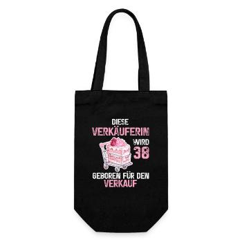 38 Geburtstag Verkäuferin 38 Jahre Verkauf Spruch - Geschenkbeutel für Flaschen - Schwarz - Vorne