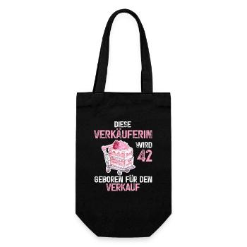 Verkäuferin 42 Geburtstag Verkauf 42 Jahre Spruch - Geschenkbeutel für Flaschen - Schwarz - Vorne