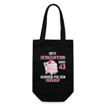 Verkäuferin 43 Geburtstag 43 Jahre Beruf Spruch - Geschenkbeutel für Flaschen - Schwarz - Vorne