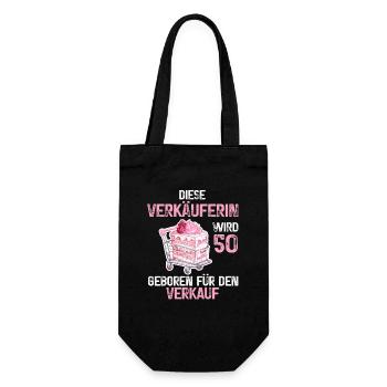 50 Geburtstag Verkäuferin Verkauf 50 Jahre Spruch - Geschenkbeutel für Flaschen - Schwarz - Vorne
