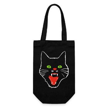 Terrifying cat with green eyes - Gift Bag for Bottles - black - Front