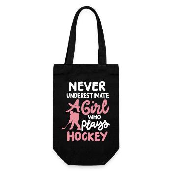 Eishockey Mädchen Hockey Spieler - Geschenkbeutel für Flaschen - Schwarz - Vorne