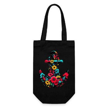 An Anchor with Flowers - Gift Bag for Bottles - black - Front
