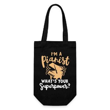 Pianist Klavierspieler - Geschenkbeutel für Flaschen - Schwarz - Vorne