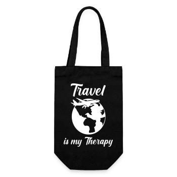 travel is my therapy 1 - Geschenkbeutel für Flaschen - Schwarz - Vorne