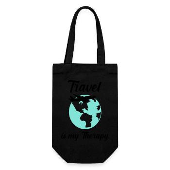travel is my therapy - Gift Bag for Bottles - black - Front