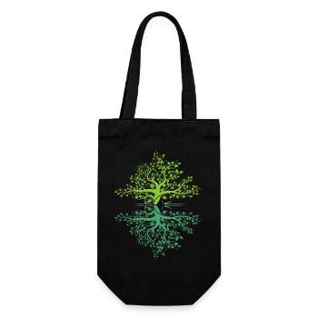 Tree Reflection Forest Nature Protection Outdoor Logo - Gift Bag for Bottles - black - Front